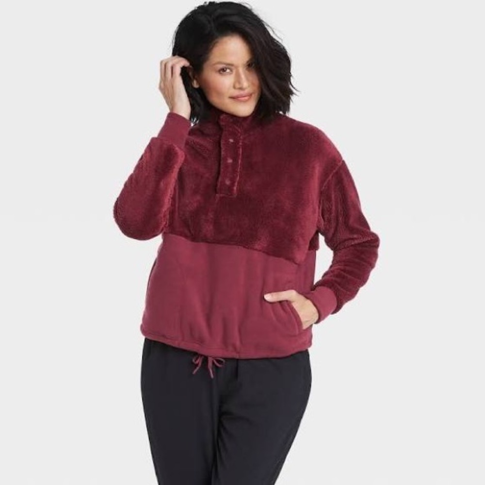 All In motion Women’s snap front cozy Sherpa pullover sweatshirt‎